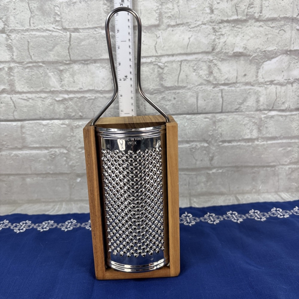 Olive Wood Box Cheese Grater Inox   Made In Italy Excellent